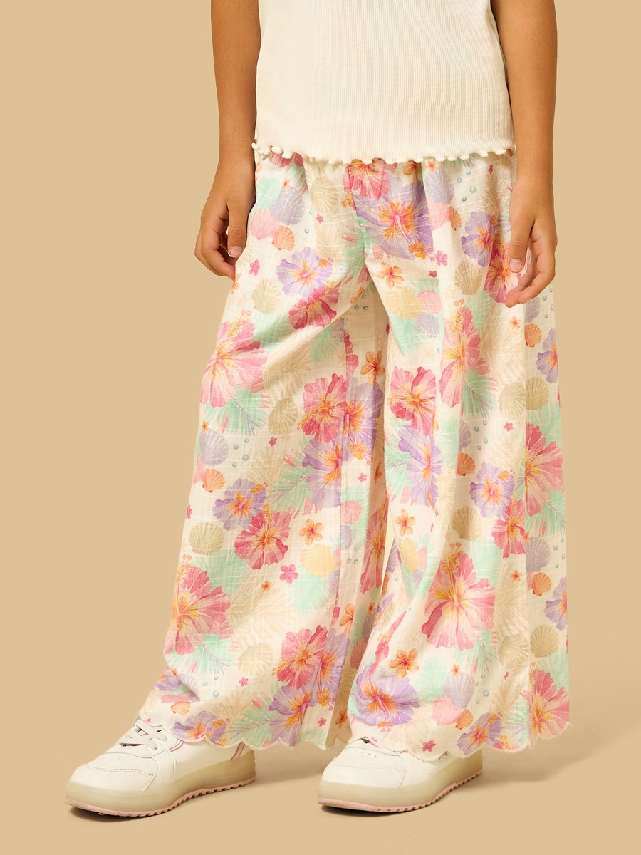 Floral Print Wide Leg Pants