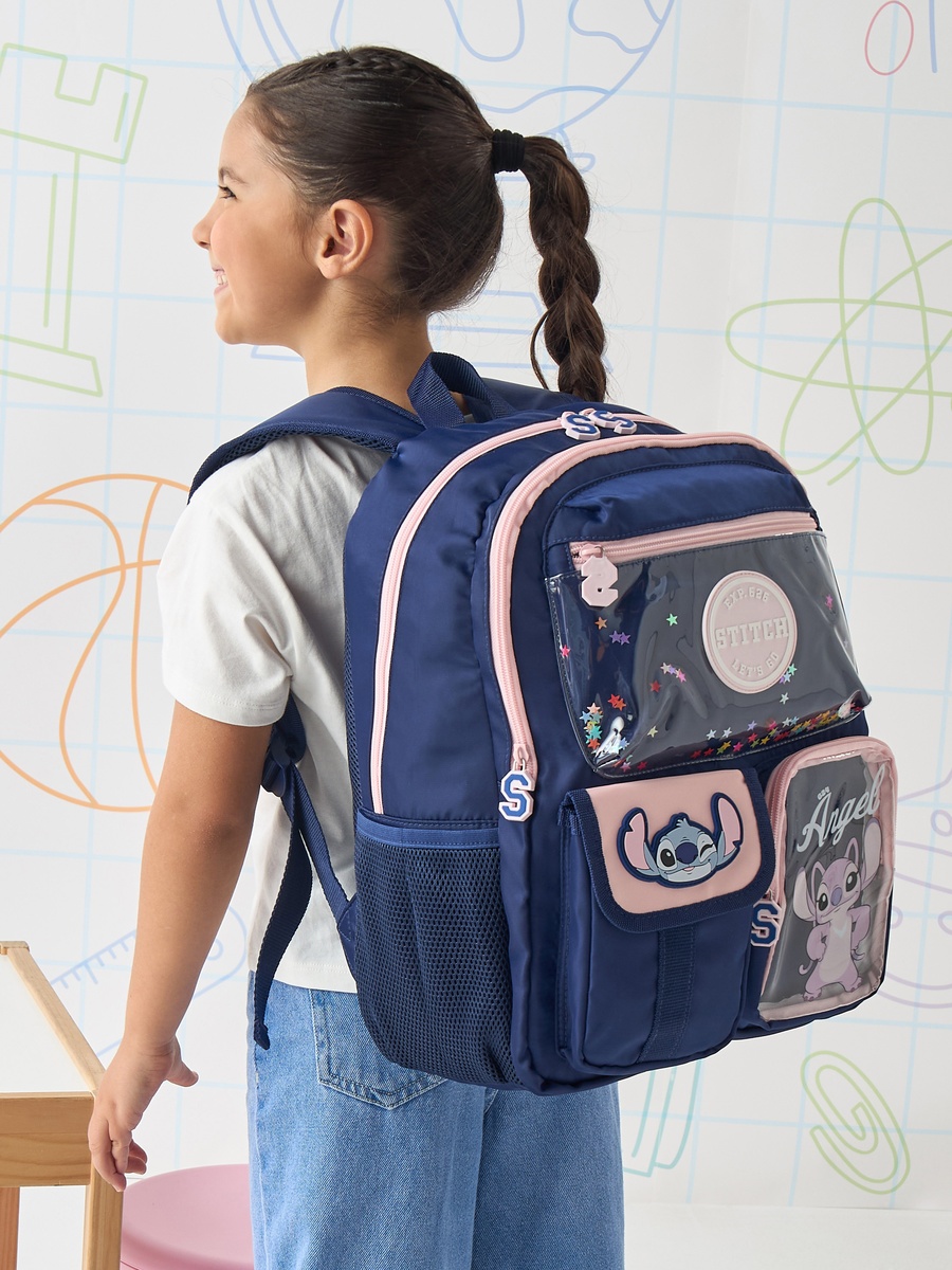 Stitch and Angel Accent Backpack with Padded Shoulder Straps