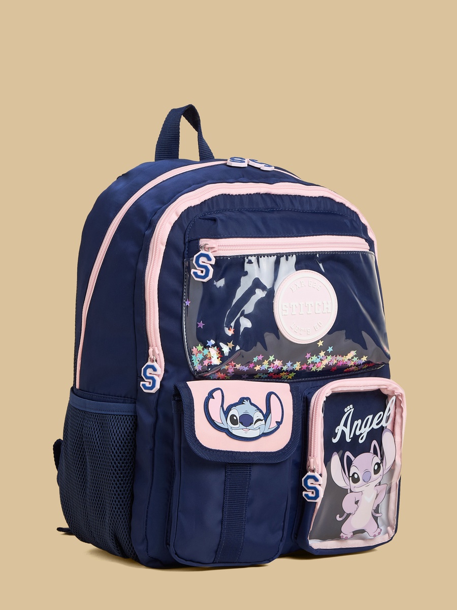 Stitch and Angel Accent Backpack with Padded Shoulder Straps