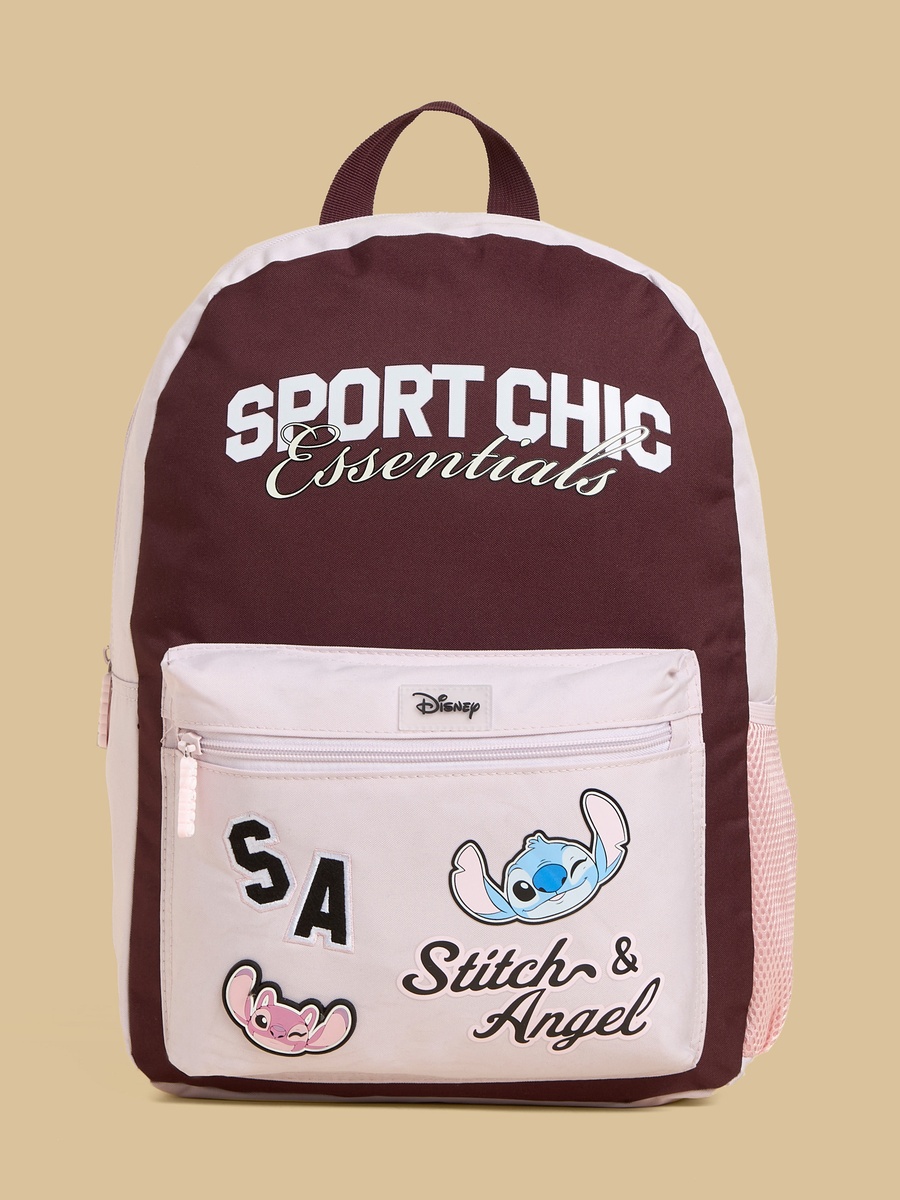 Stitch and Angel Print Backpack with Laptop Sleeve