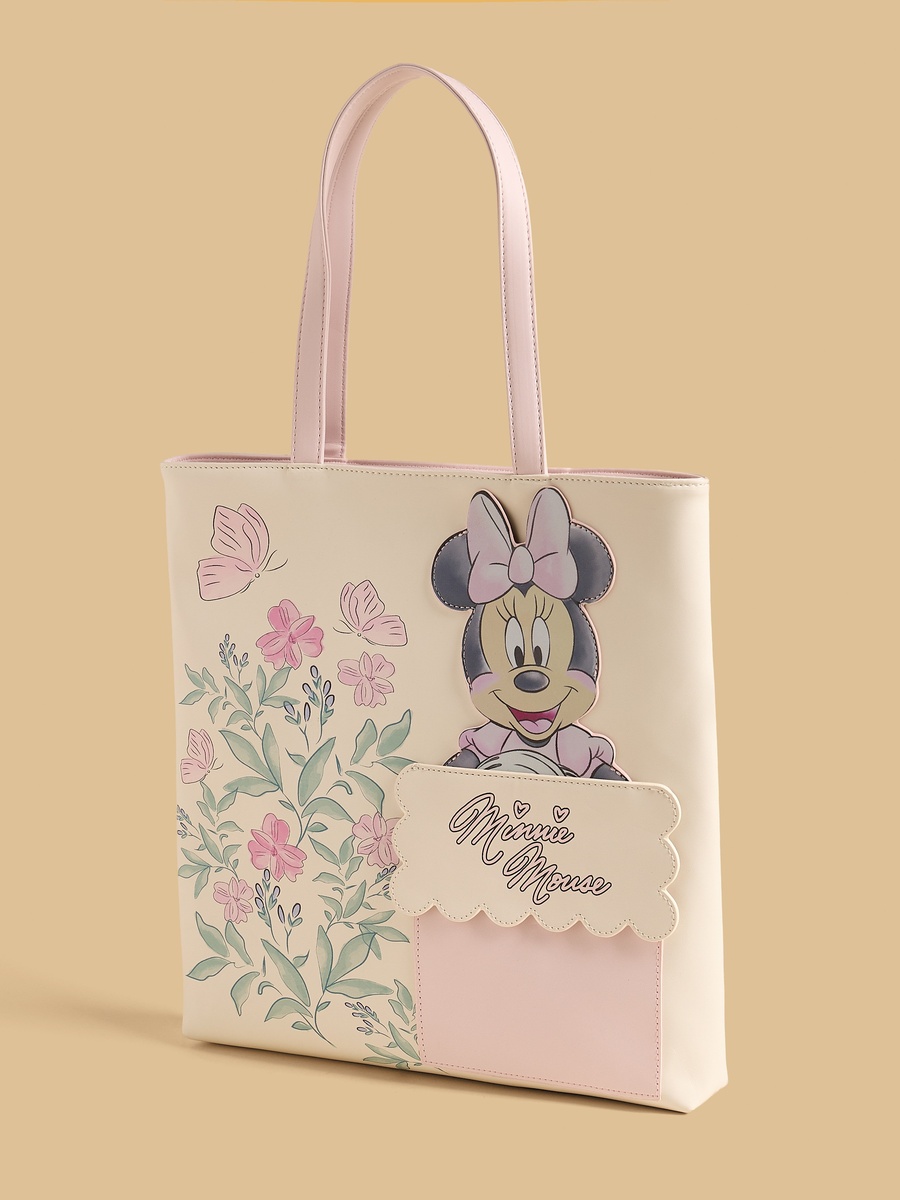Minnie Mouse Applique Tote Bag with Double Handles