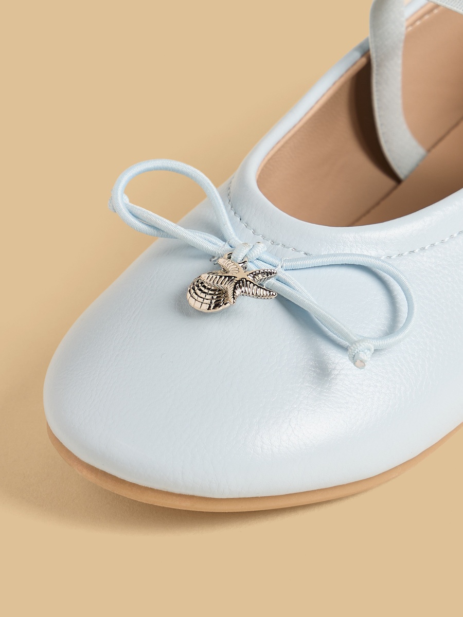 Bow Accent Ballerina Shoes with Elasticated Strap