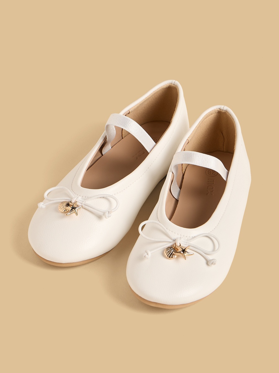 Bow Accent Ballerina Shoes with Elasticated Strap