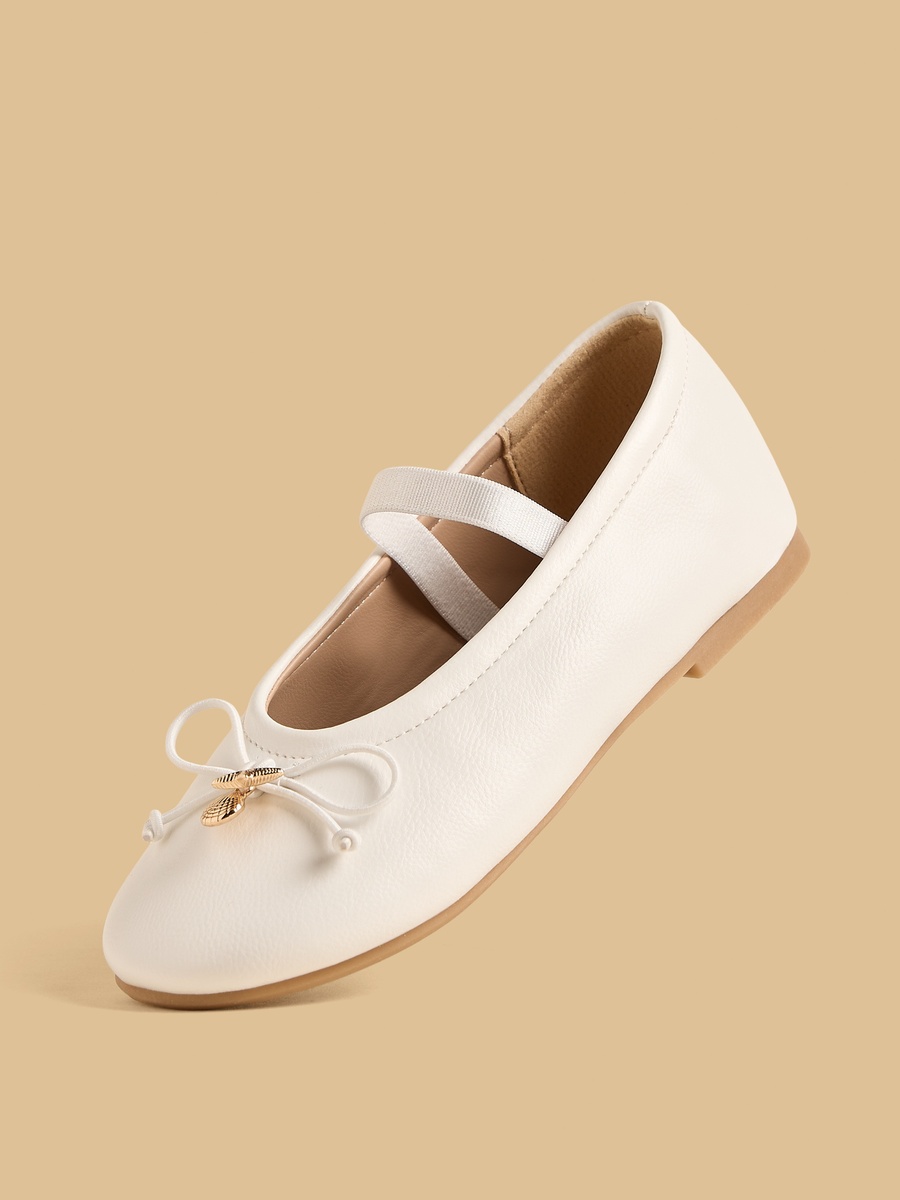 Bow Accent Ballerina Shoes with Elasticated Strap