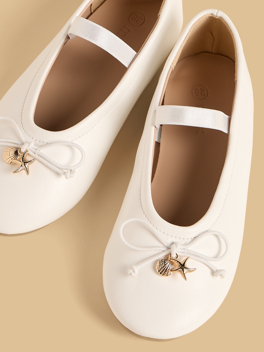 Bow Accent Ballerina Shoes with Elasticated Strap