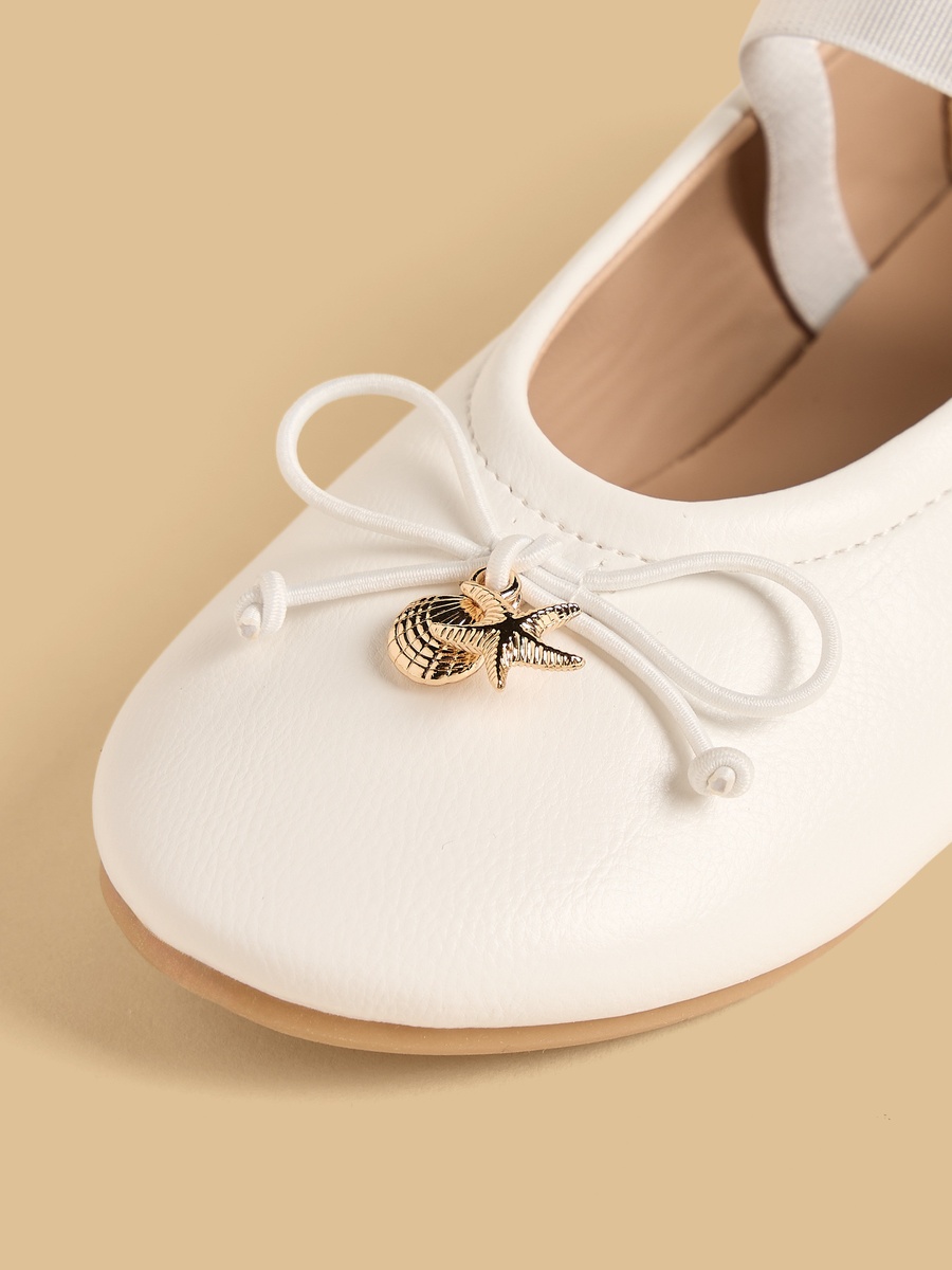 Bow Accent Ballerina Shoes with Elasticated Strap