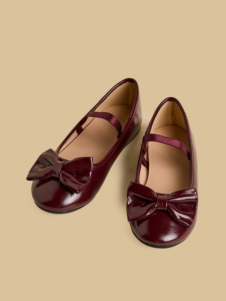 Bow Accent Ballerina Shoes with Elasticated Strap