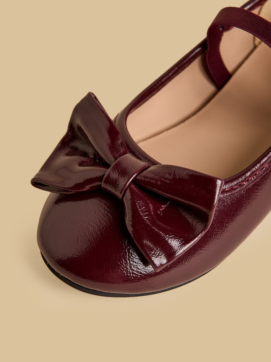 Bow Accent Ballerina Shoes with Elasticated Strap