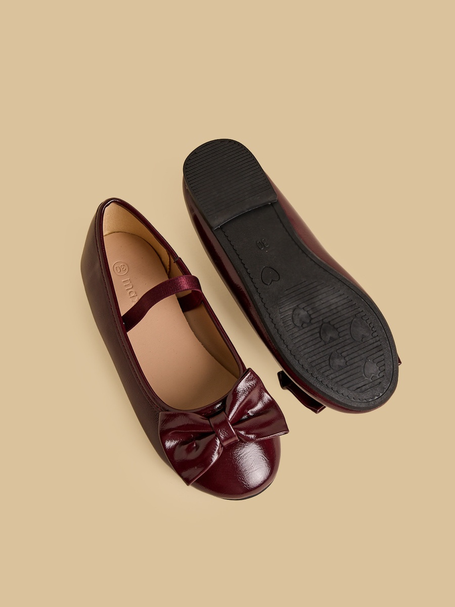 Bow Accent Ballerina Shoes with Elasticated Strap