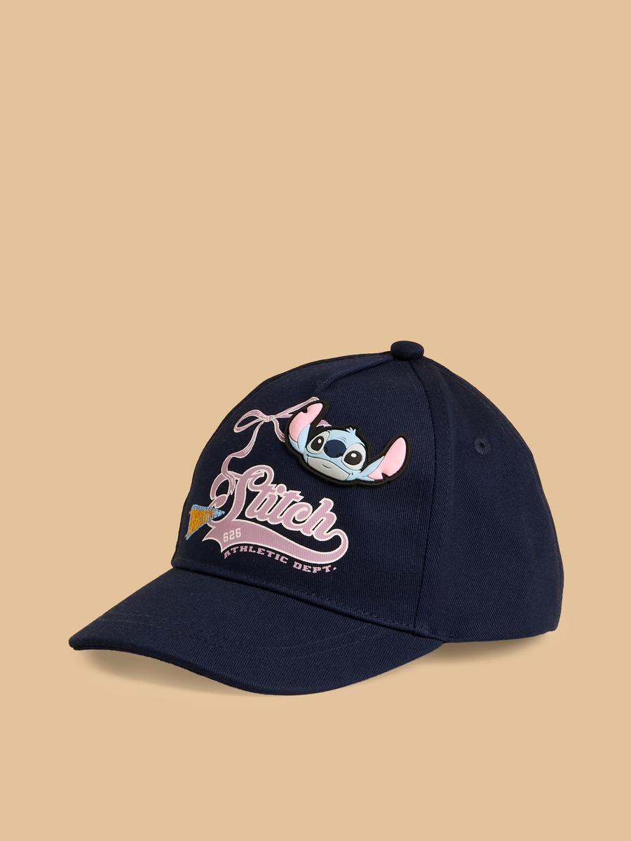Stitch Print Cap with Hoop and Loop Strap Closure