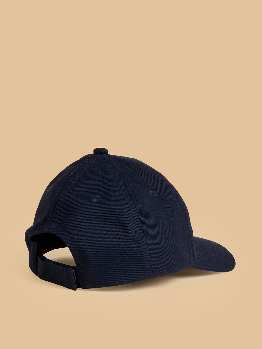 Stitch Print Cap with Hoop and Loop Strap Closure