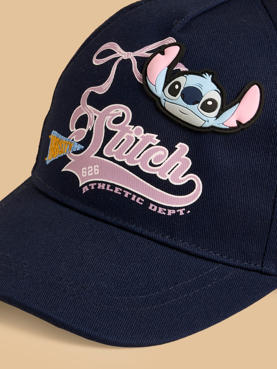 Stitch Print Cap with Hoop and Loop Strap Closure