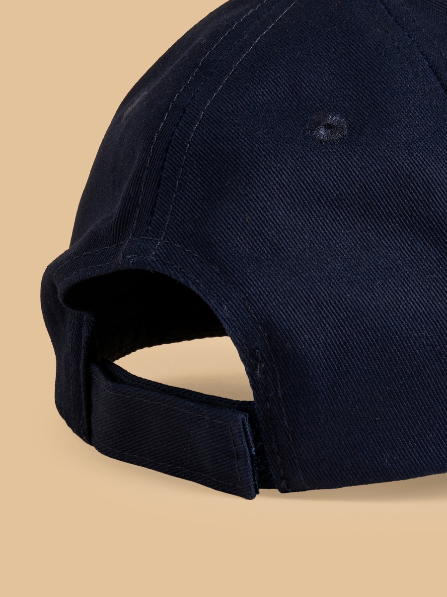 Stitch Print Cap with Hoop and Loop Strap Closure