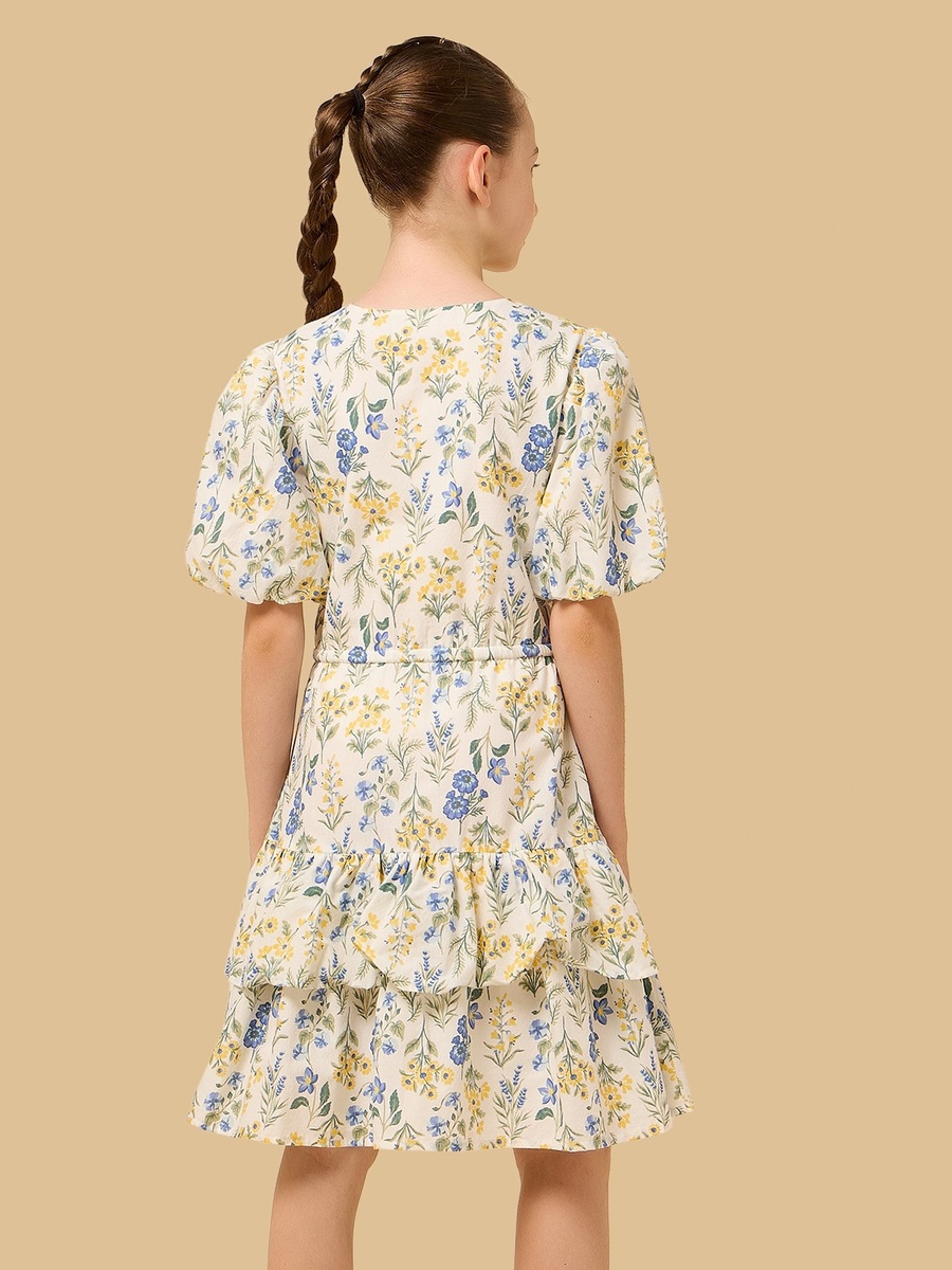 Floral Print Cotton Tiered Dress