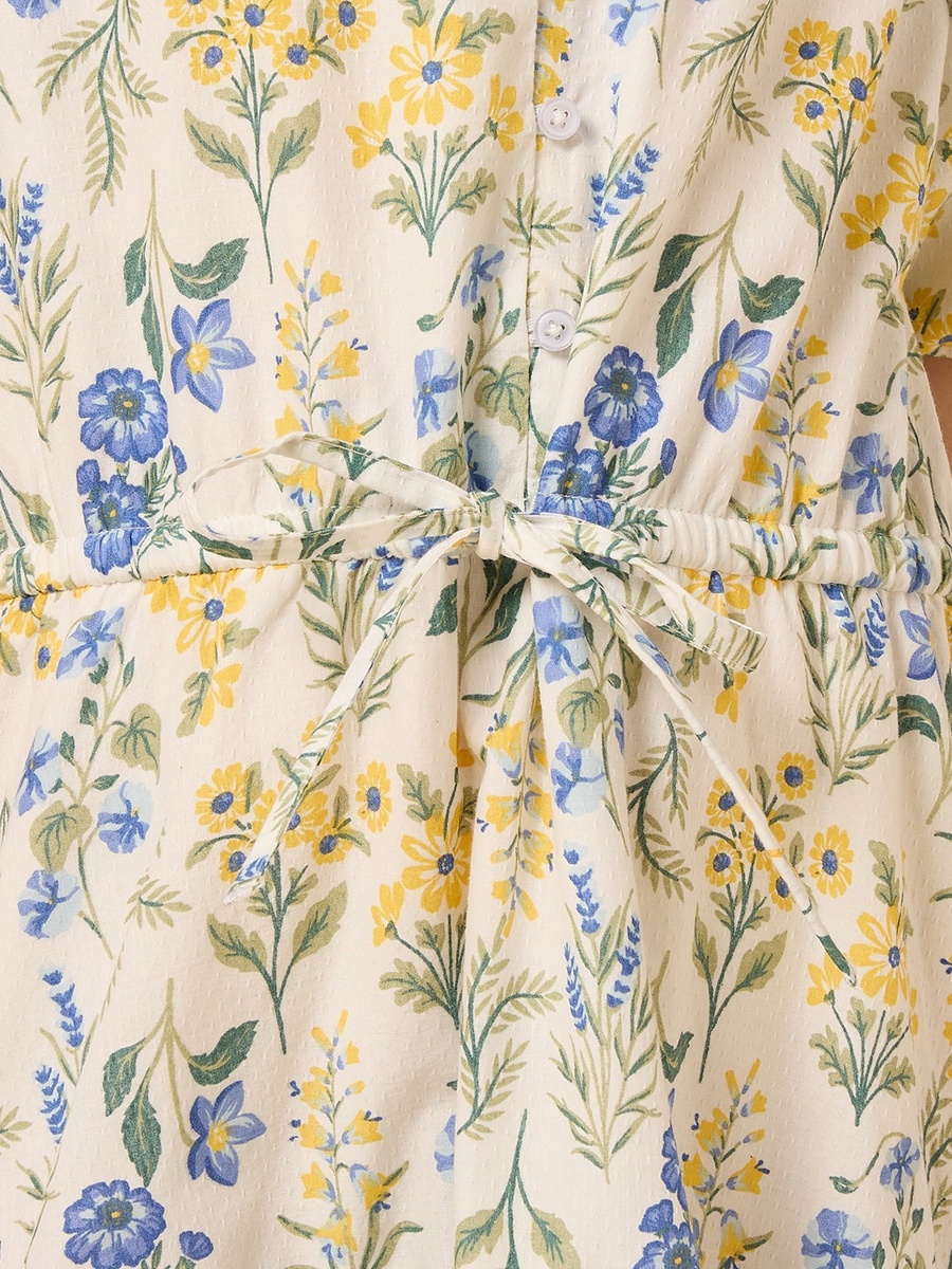 Floral Print Cotton Tiered Dress