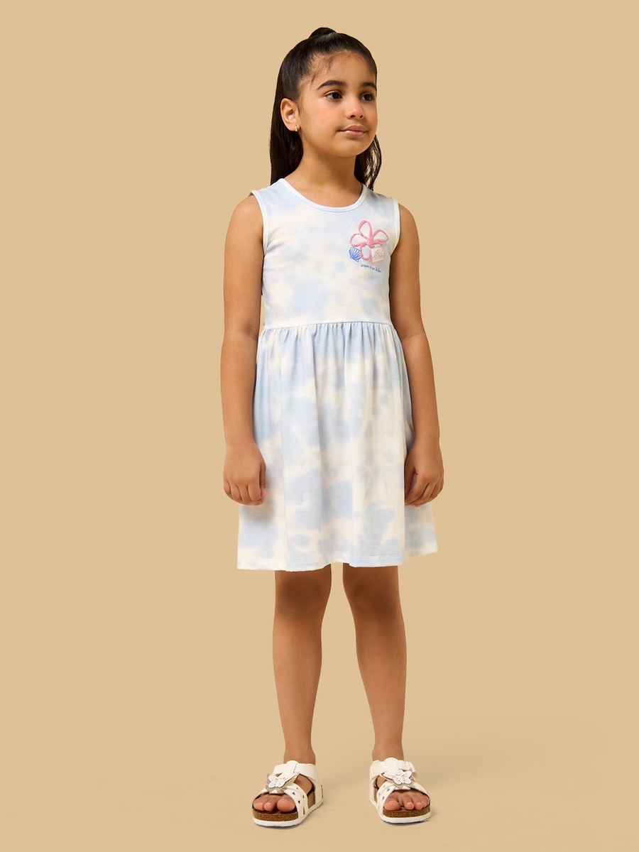 Printed Tie-Dye Sleeveless Cotton Dress