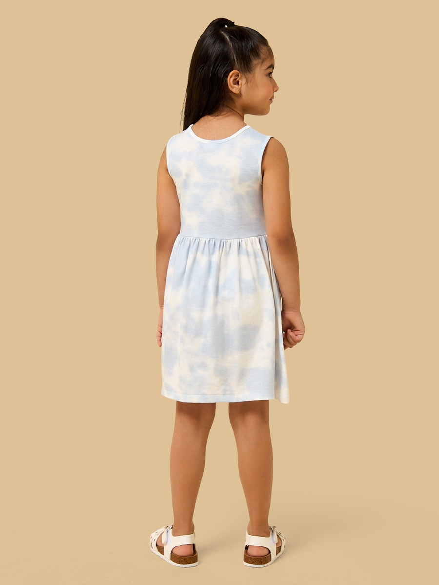 Printed Tie-Dye Sleeveless Cotton Dress