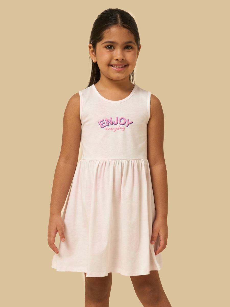 Slogan Print Sleeveless Cotton Dress