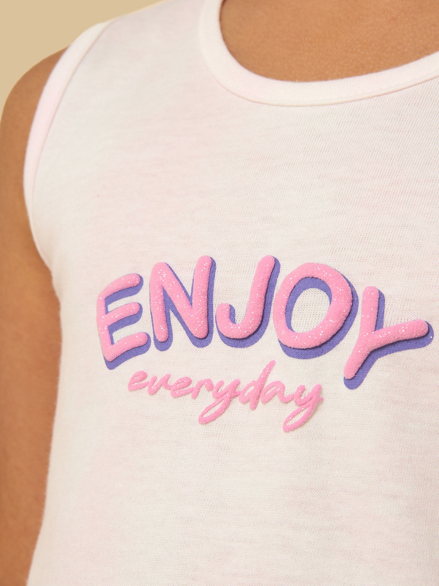 Slogan Print Sleeveless Cotton Dress