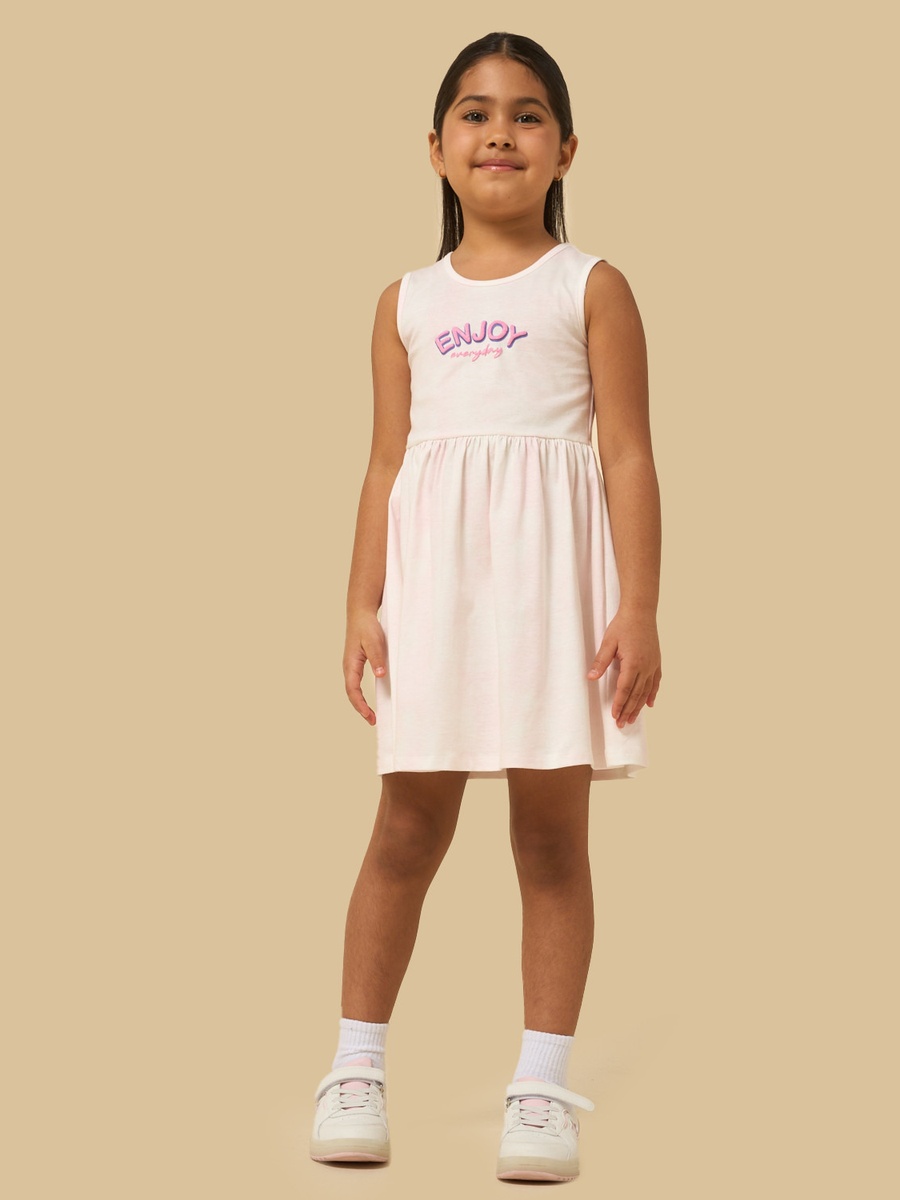 Slogan Print Sleeveless Cotton Dress