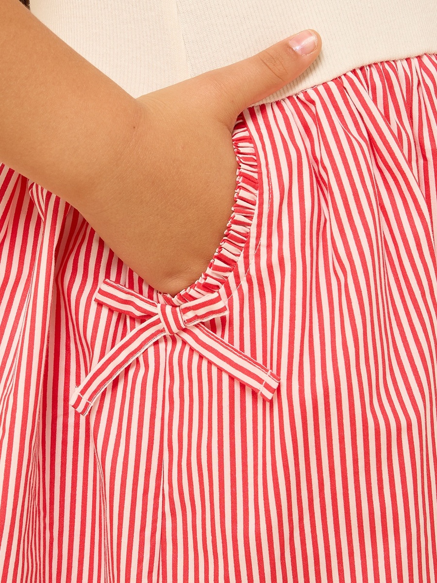 Minnie Mouse Print Striped Sleeveless Cotton Dress