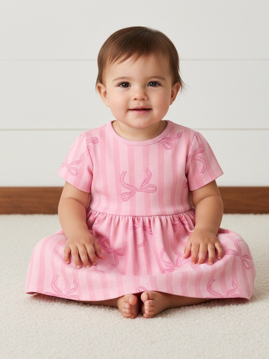 Bow Print Pique Dress