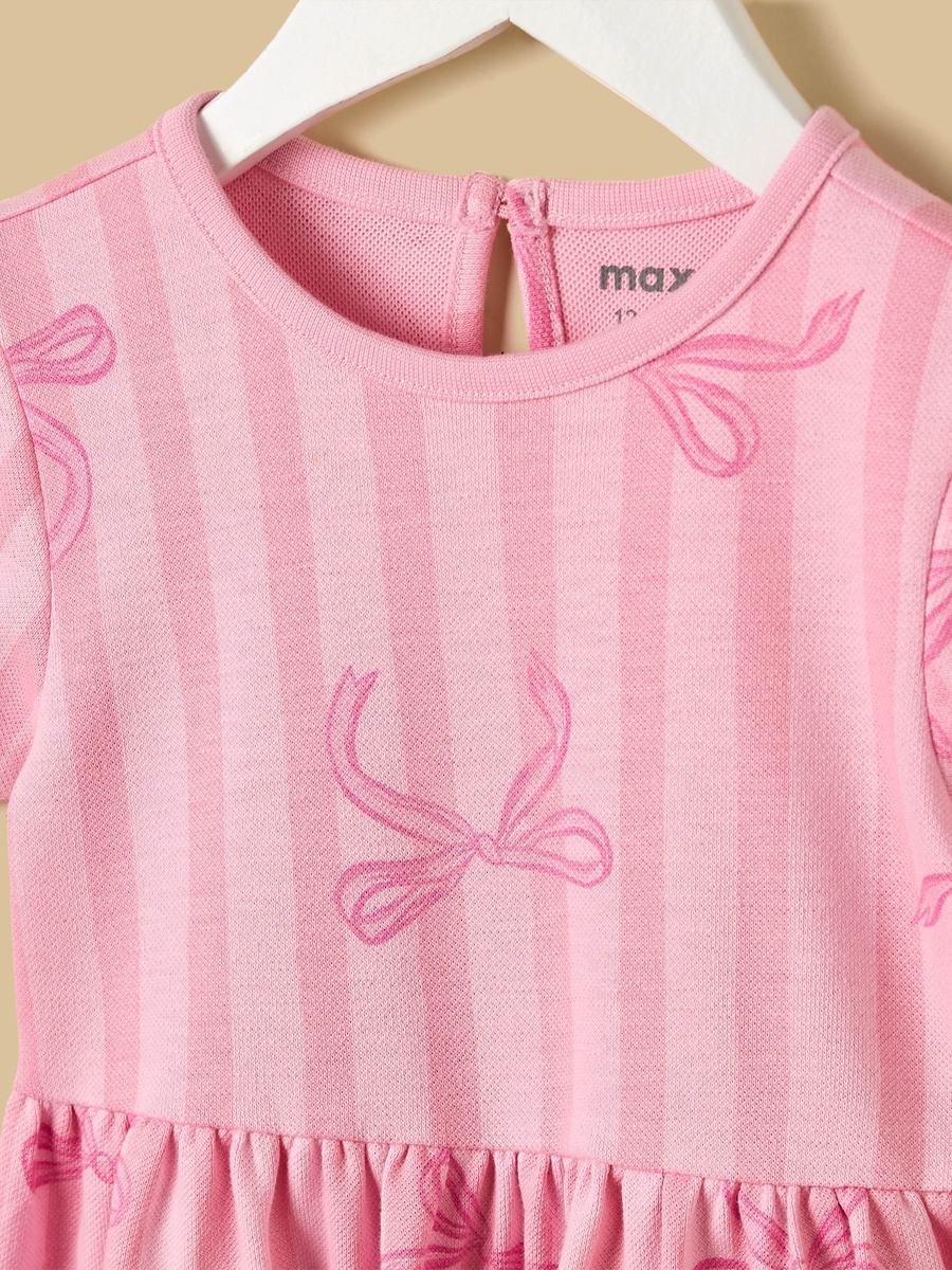 Bow Print Pique Dress