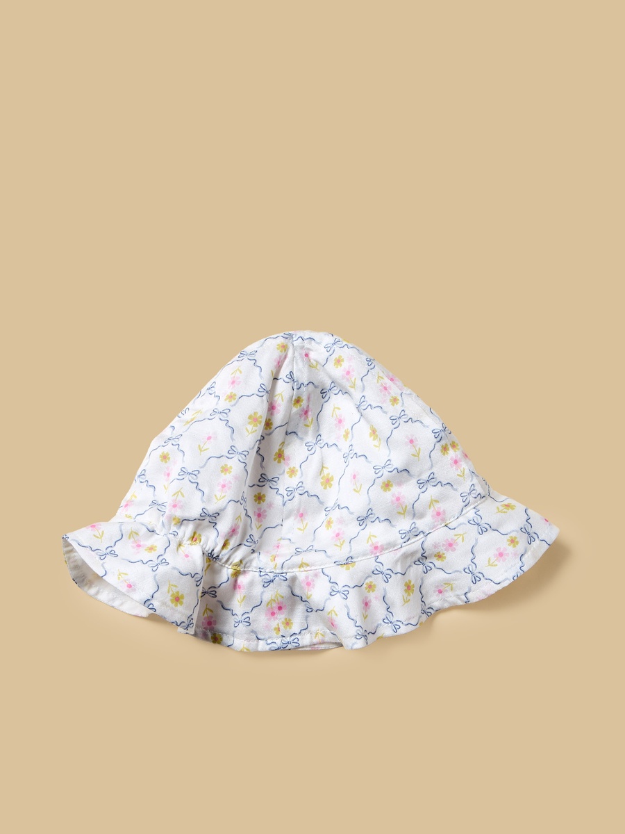 Floral Print Smocked Dress with Cap