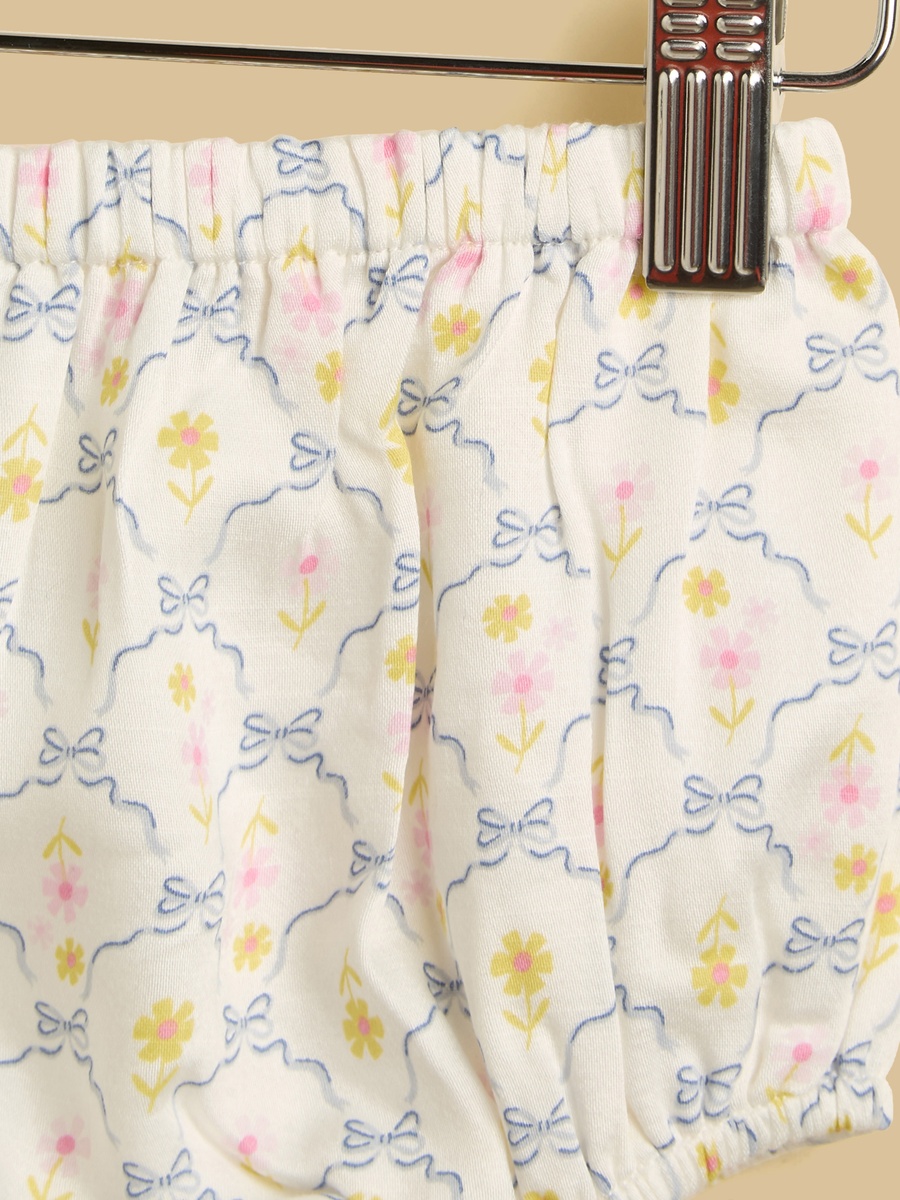 Floral Print Smocked Dress with Cap