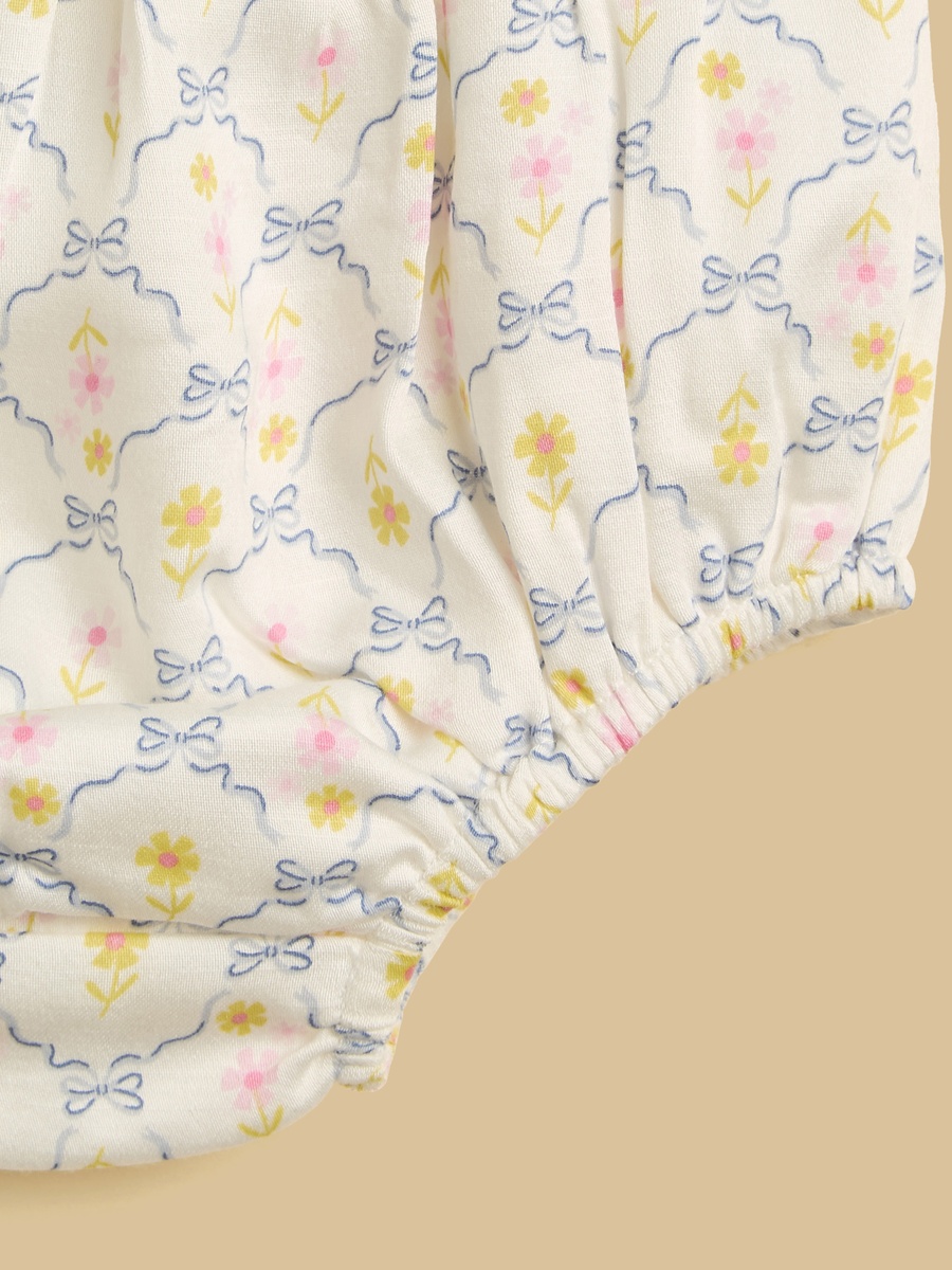 Floral Print Smocked Dress with Cap