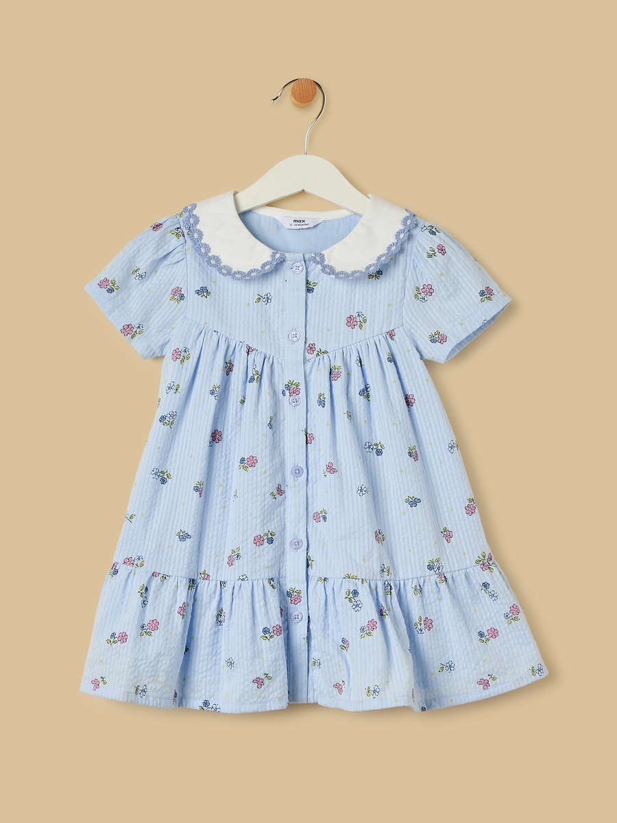 Seersucked Printed Cotton Dress with Bloomers