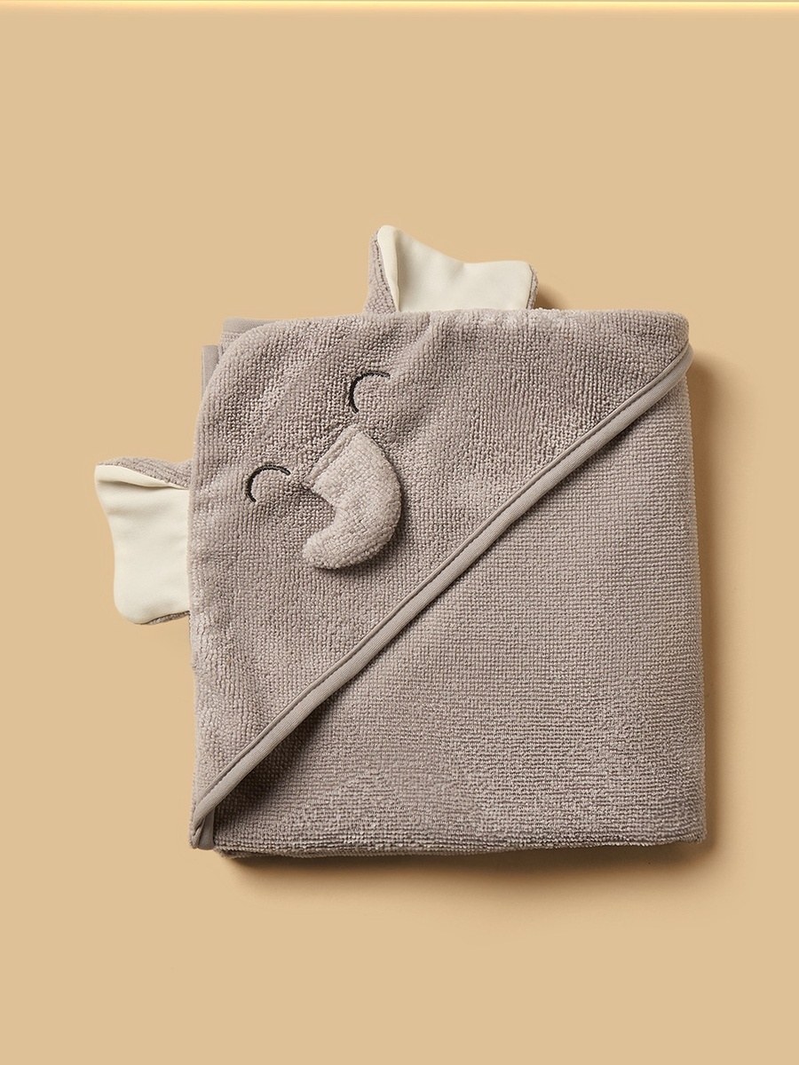 Elephant Applique 4-Piece Bath Towel and Wash Cloth Set