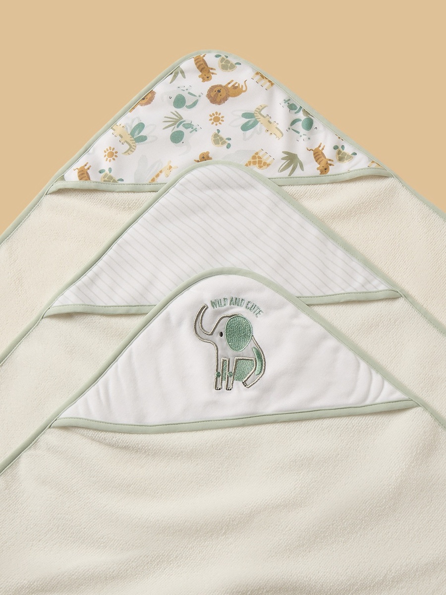 Assorted 6-Piece Hooded Bath Towel and Wash Cloth Set