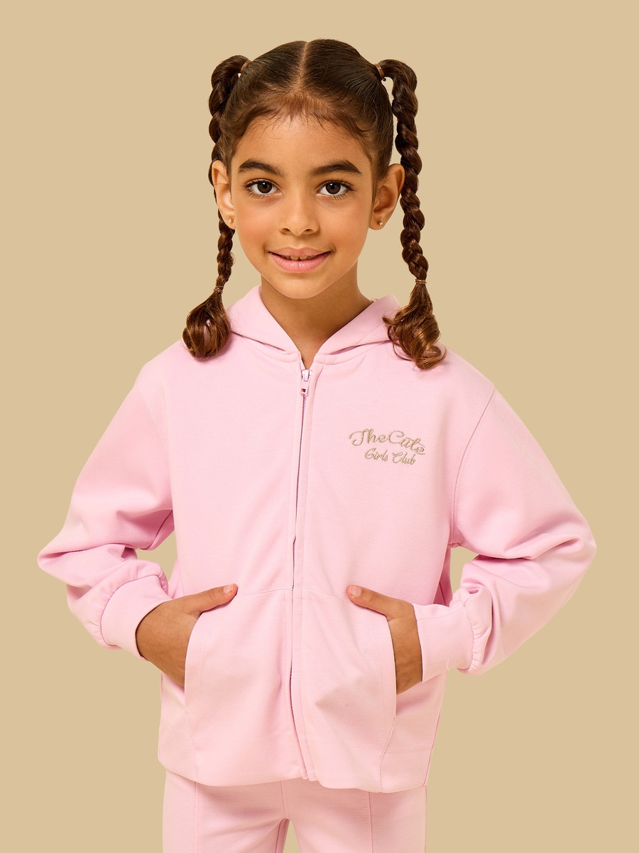 Embroidered Scuba Zip Through Hoodie