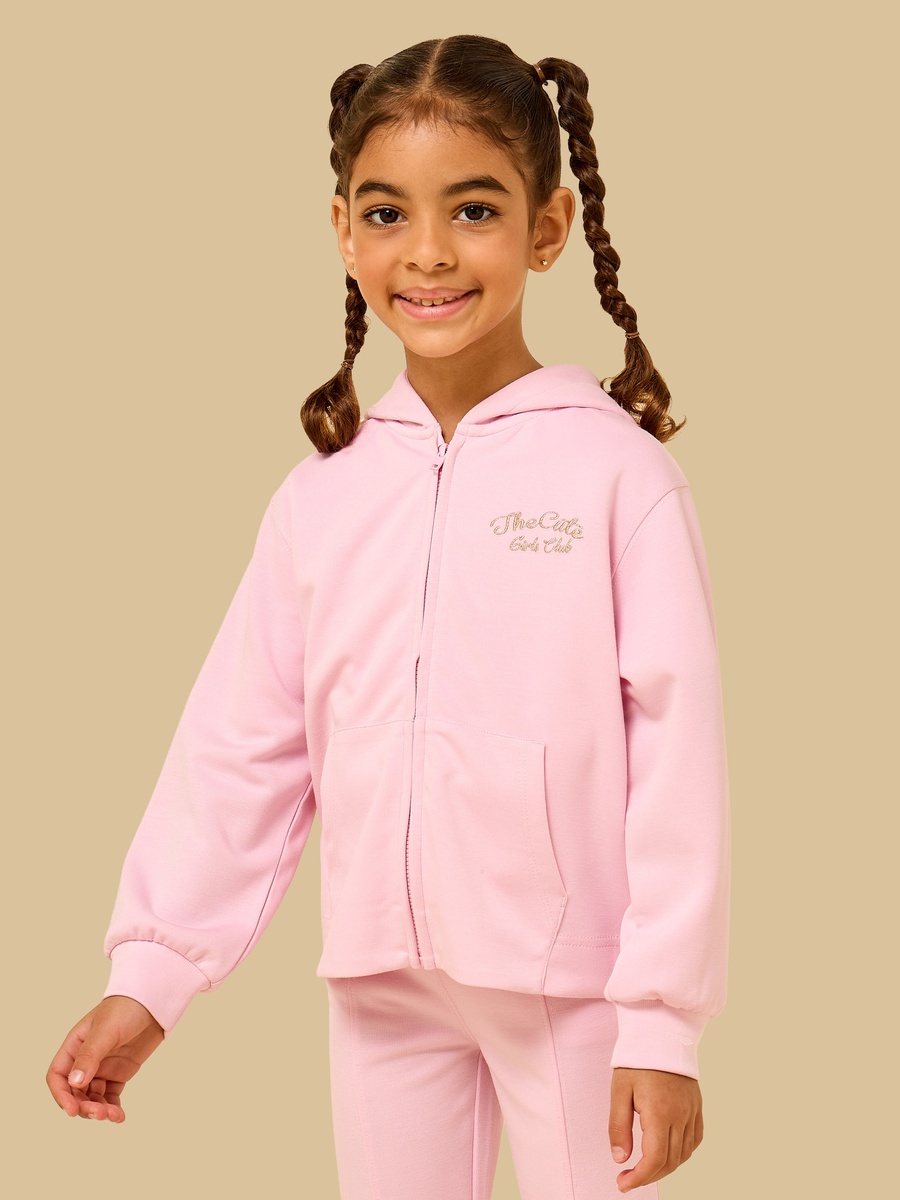 Embroidered Scuba Zip Through Hoodie