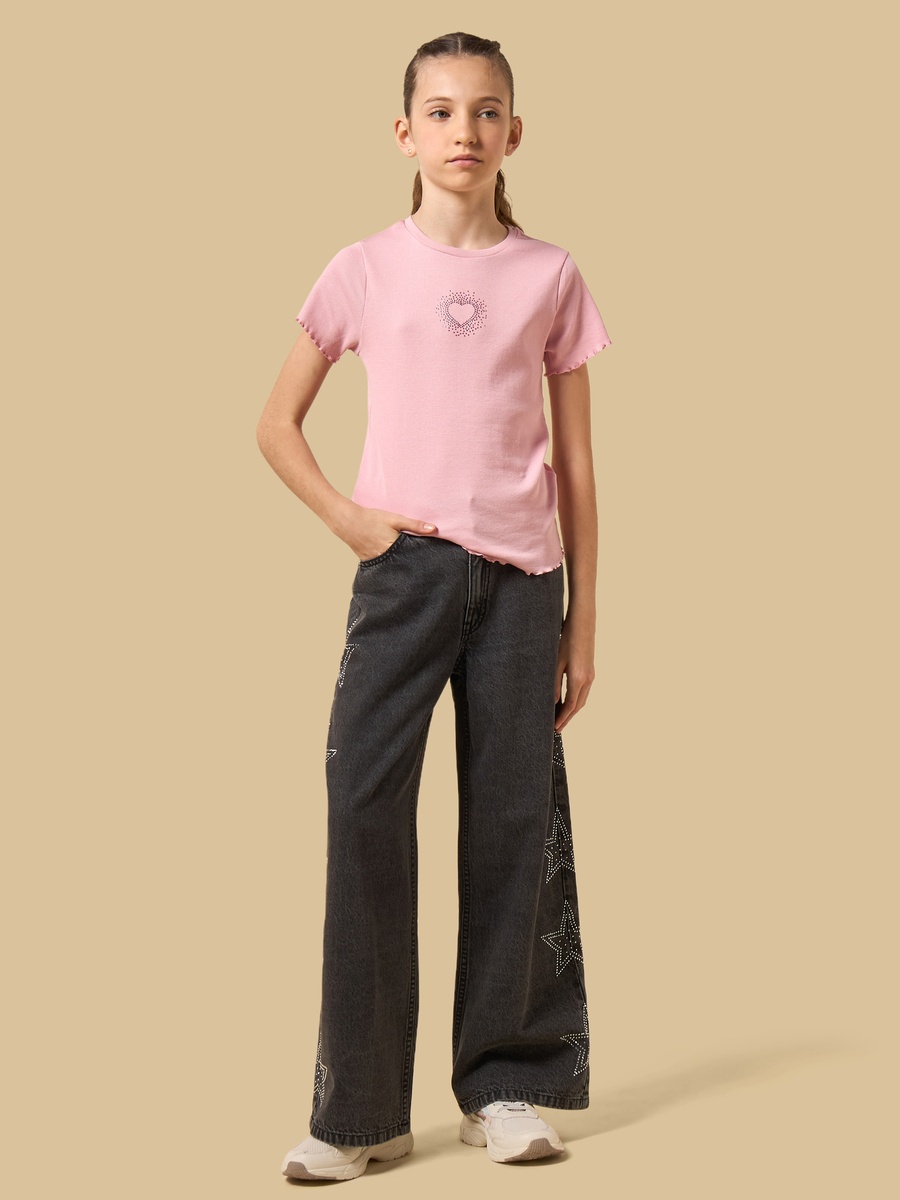 Star Embellished Wide Leg Jeans