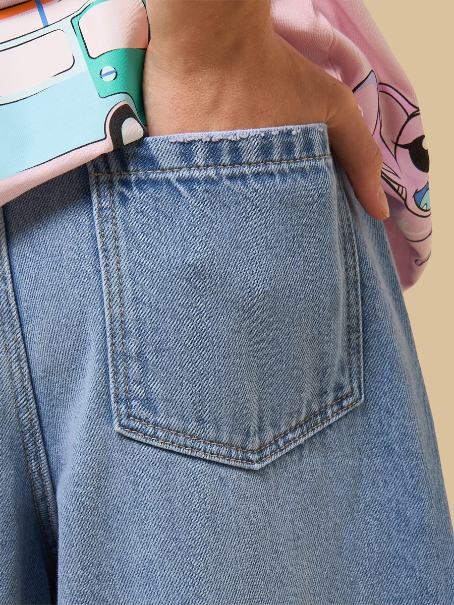 Barrel Fit Cotton Jeans with Side Seam Detail
