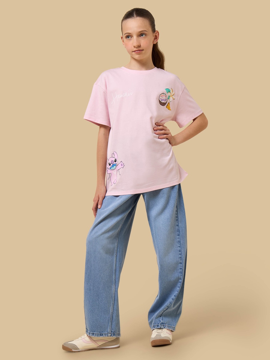 Barrel Fit Cotton Jeans with Side Seam Detail