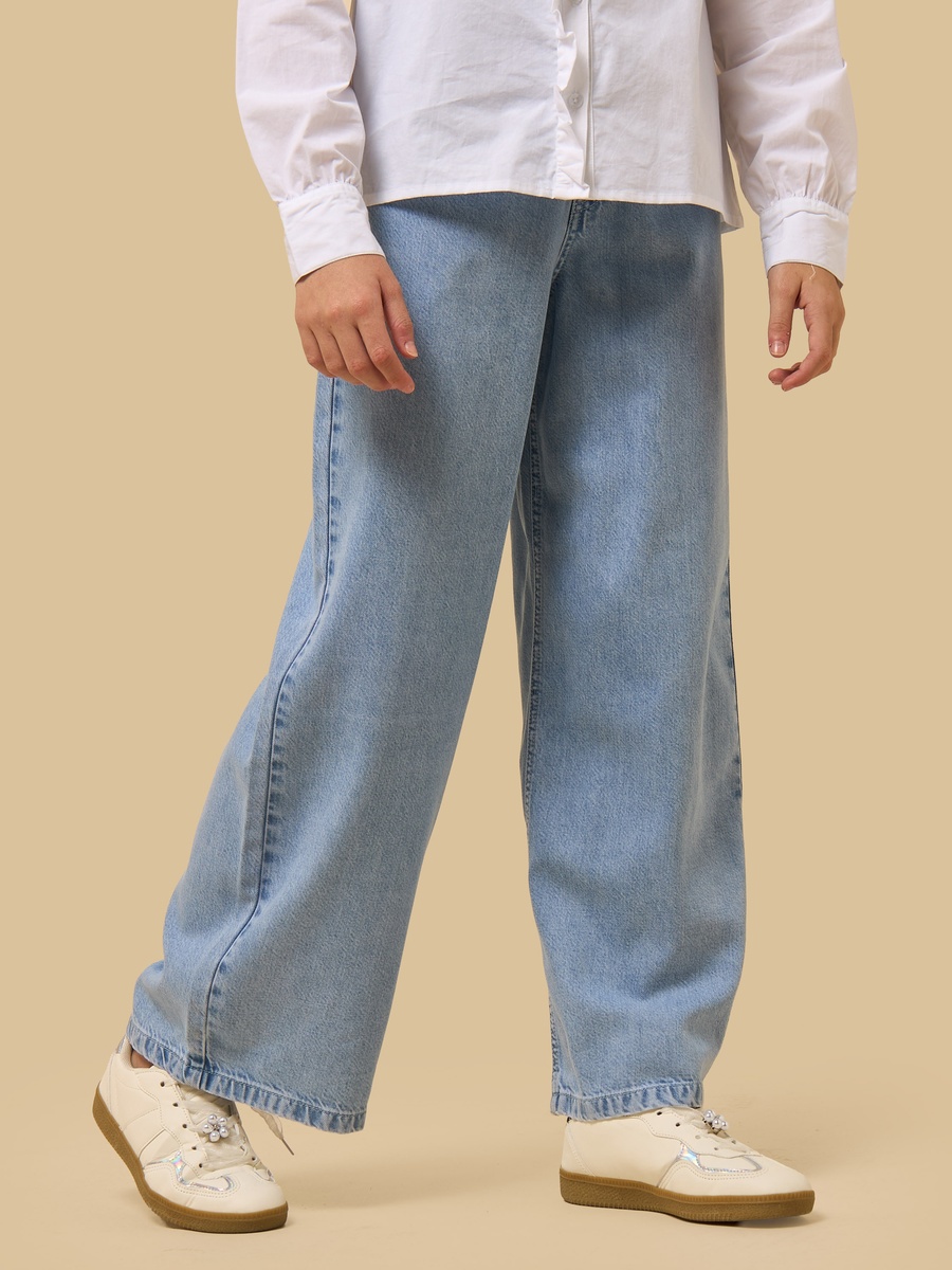 Bow Charm Tencel Wide Leg Jeans