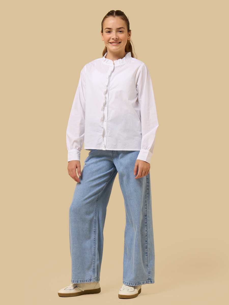 Bow Charm Tencel Wide Leg Jeans