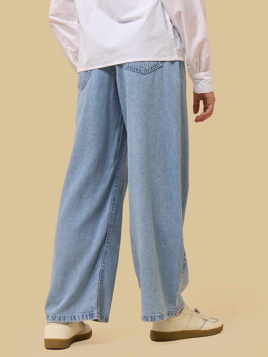 Bow Charm Tencel Wide Leg Jeans