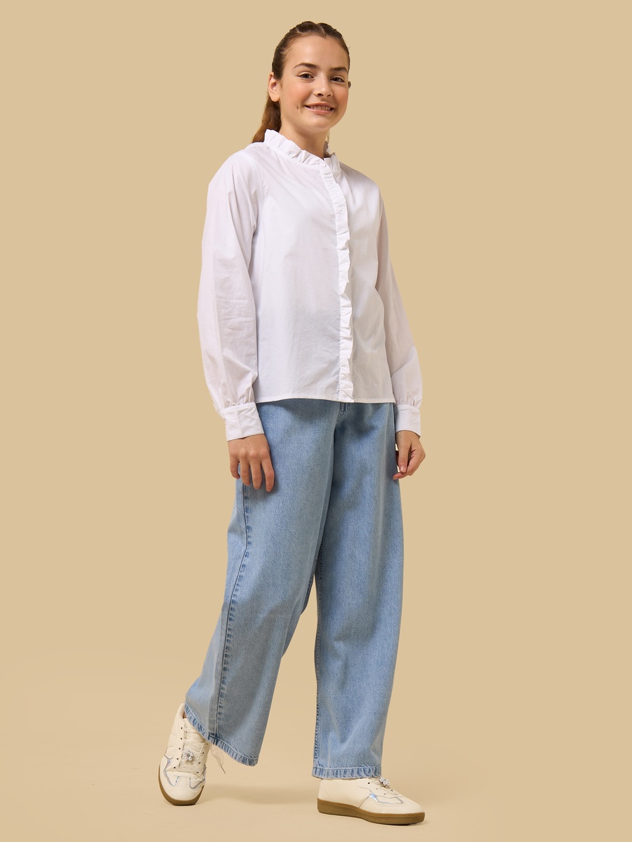 Bow Charm Tencel Wide Leg Jeans
