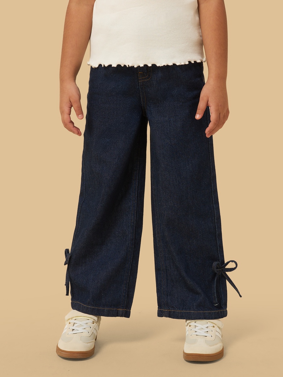 Bow Detail Wide Leg Jeans
