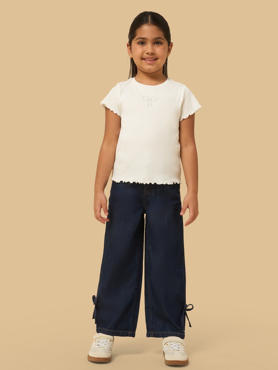 Bow Detail Wide Leg Jeans