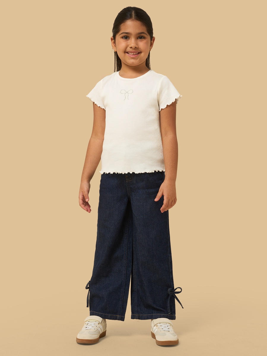 Bow Detail Wide Leg Jeans