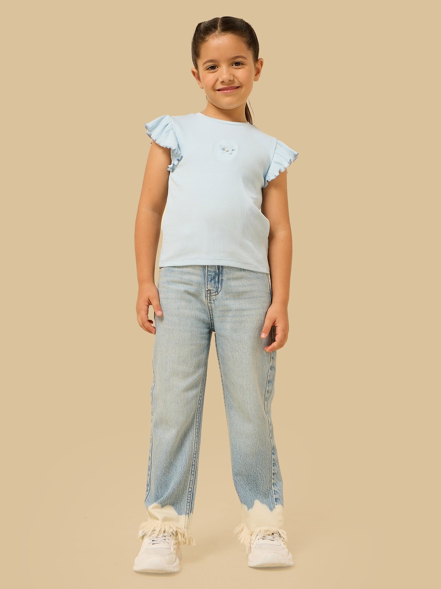 Light Wash Straight Fit Cotton Jeans