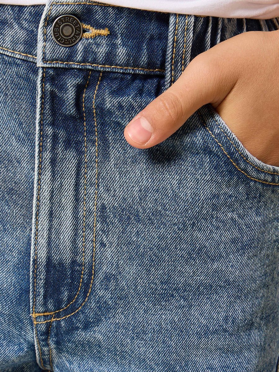 Wide Leg Cotton Cargo Jeans