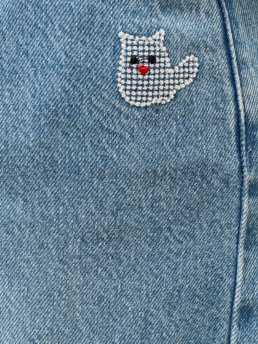 Embellished Wide Leg Cotton Jeans