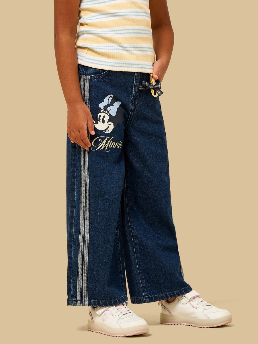 Minnie Mouse Print Cotton Jeans with Keychain