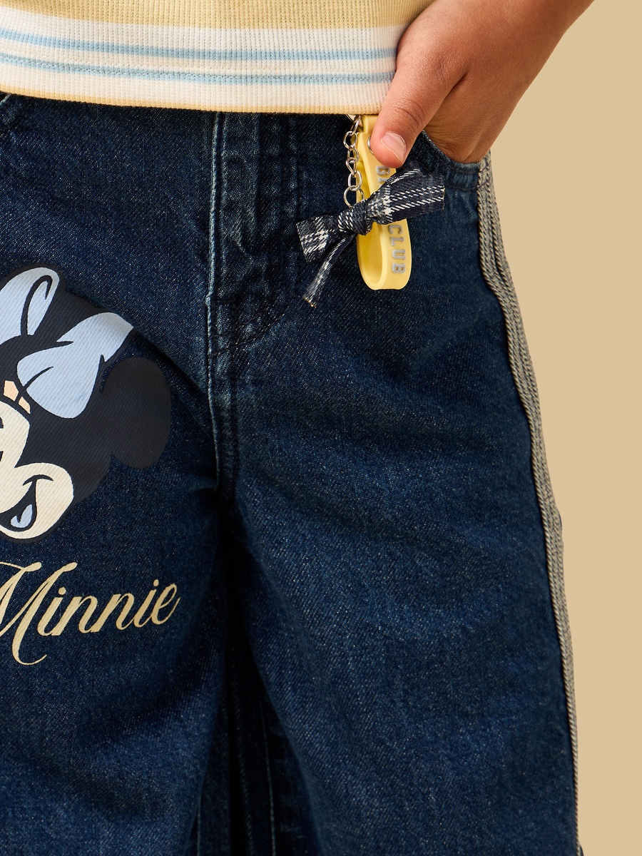 Minnie Mouse Print Cotton Jeans with Keychain